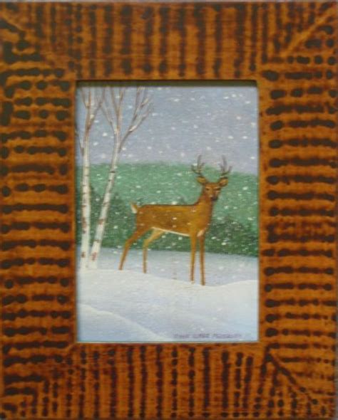 Deer In A Snowfall American Folk Art Painting Diane Ulmer Pedersen