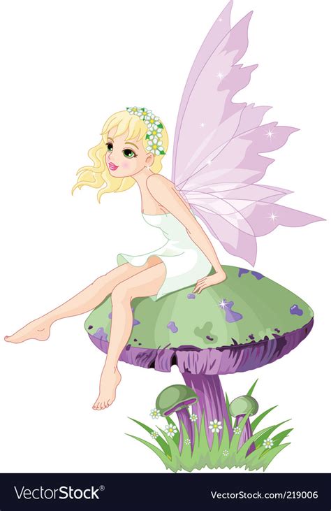 Fairy On Mushroom Royalty Free Vector Image Vectorstock