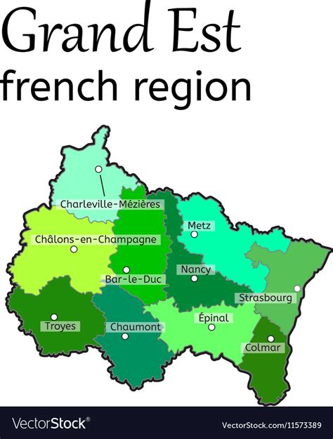 Grand Est French Region Map Royalty Free Vector Image