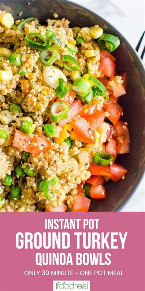 This recipe is for a defrosted turkey roast, so if you bought a frozen one, make sure to defrost it with enough time. Instant Pot Ground Turkey Quinoa Bowls is healthy 30 ...