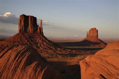 The Mittens Rock Formation In Monument Valley Arizona As Seen At Sunset