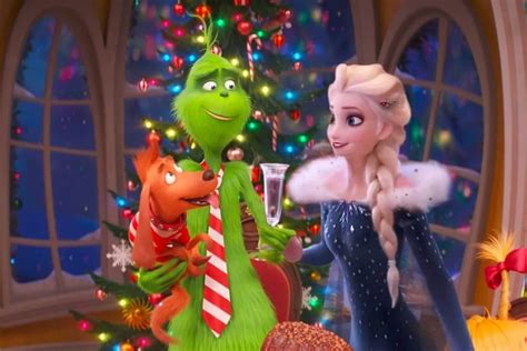 Merry Xmas With Grinch And Elsa Merry Xmas Charlie Brown Christmas Grinch Stole Christmas