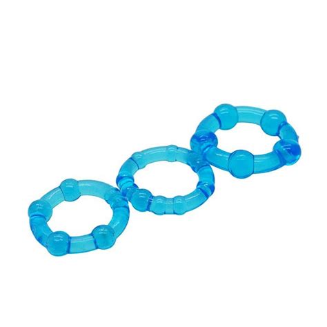 Sexyland Blue Beaded Triple Time Delay Penis Rings Cock Rings Set