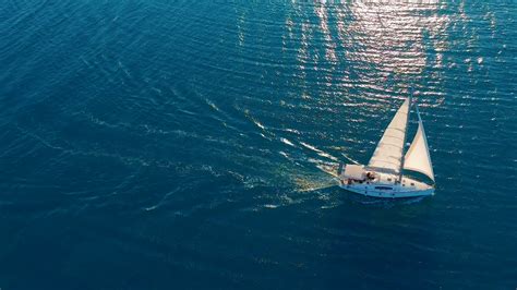 Aerial View Yacht Sailing On Open Sea At Stock Footage Sbv 336073363