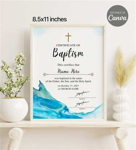 X Baptism Certificate Printable Certificate Of Baptism Template Editable Boy Girl Baptism