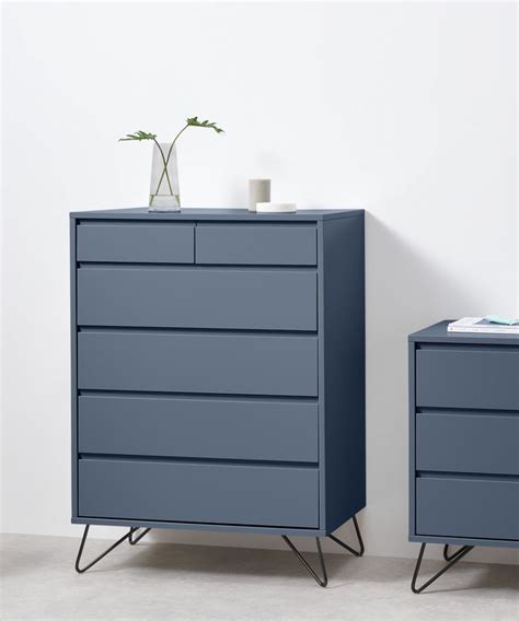 Elona Tall Multi Chest Of Drawers Slate Blue And Black