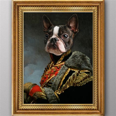 Custom Dog Portrait In Military Uniformcustom Pet Portraitroyal Pet