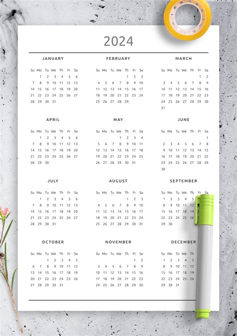 Yearly Printable Calendars