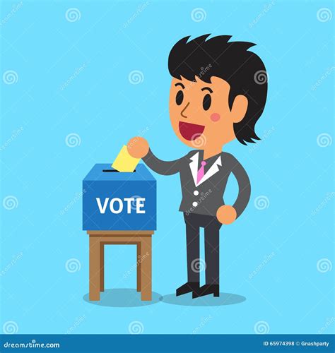 Businesswoman Putting Voting Paper In The Ballot Box Stock Vector Illustration Of Label Happy