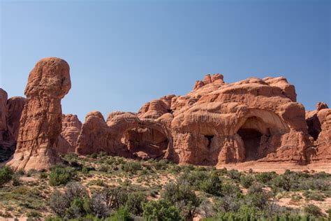 Double Arch In Arches National Park Moab Utah USA Stock Image Image