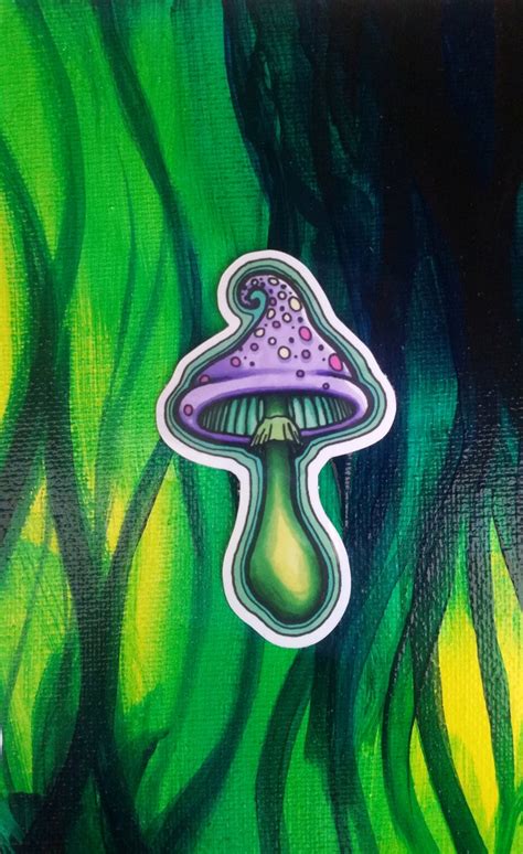 Sticker Mushroom Stickers 3 Pack Cute Colorful Trippy Etsy