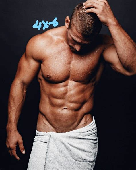 Shirtless Hunk Muscular After Shower Towel Strong Muscle Bodybuilder