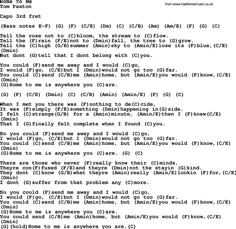 Home To Me by Tom Paxton - lyrics and chords