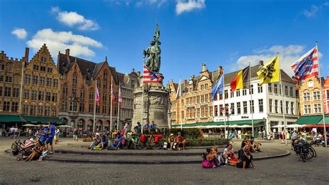 The Historical Market Square Of Bruges