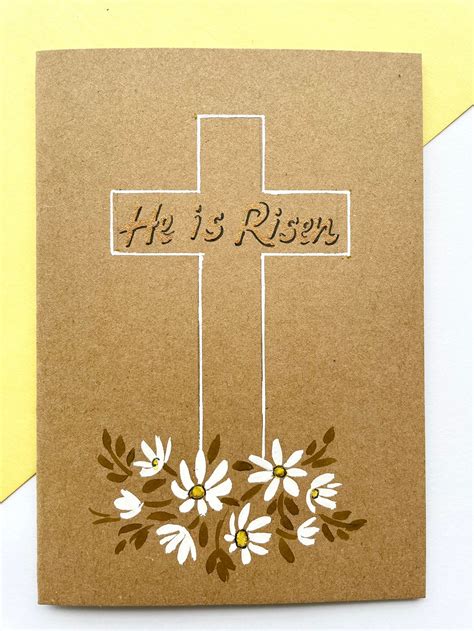 Handmade Christian Easter Card He Is Risen Jesus Etsy