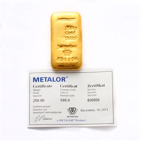 Metalor 250g Gold Bar Gold Bullion Co