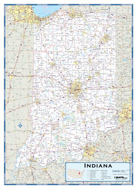 Indiana Highway Wall Map