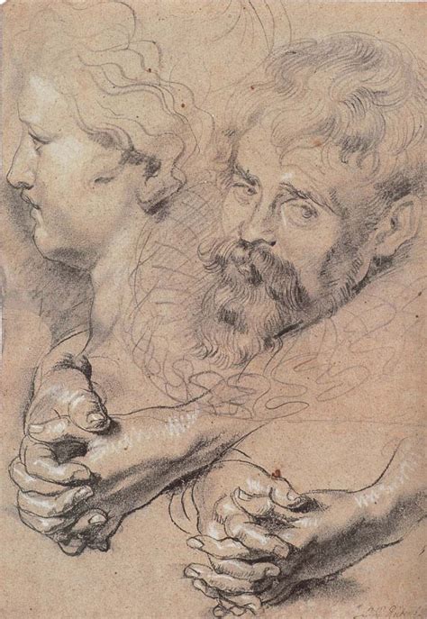 Peter Paul Rubens Head And Hands Pencil Drawing Peter Paul Rubens