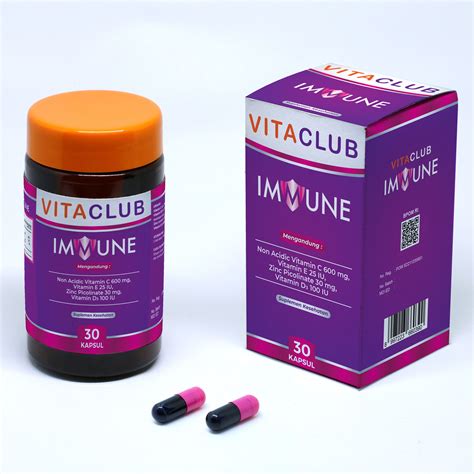 VITACLUB IMMUNE MENGANDUNG VITAMIN C NON ACIDIC, VITAMIN D, VITAMIN E