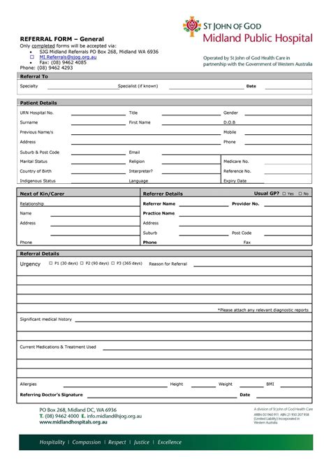 Printable Referral Form Template