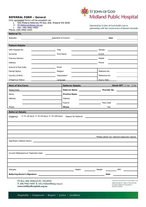 Printable Blank Referral Form