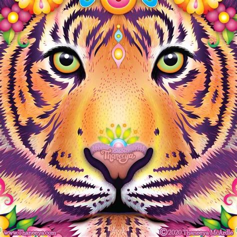Colorful Tiger Art Psychedelic Rainbow Tiger Art By Thaneeya Mcardle