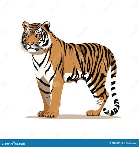 Vibrant Silhouette Of A Cute Tiger In Full Height Stock Illustration