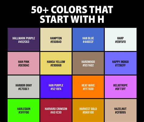 50 Colors That Start With H Names And Color Codes Creativebooster