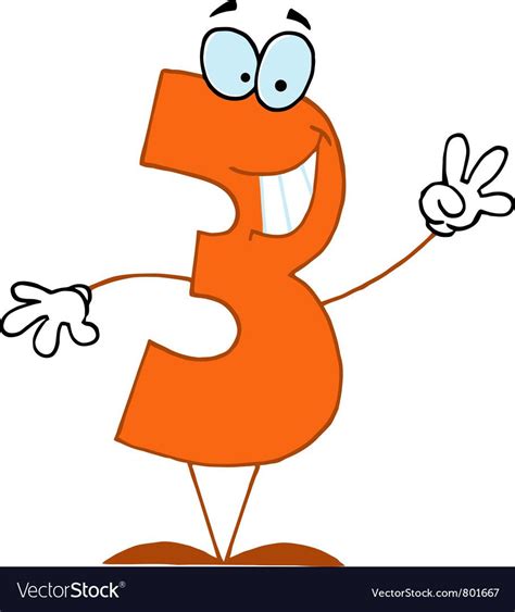 Funny Cartoon Numbers 3 Vector Image On Vectorstock Funny Cartoon