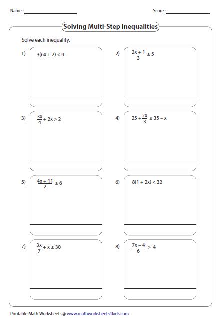 You have to identify the. Multi Step Inequalities worksheets