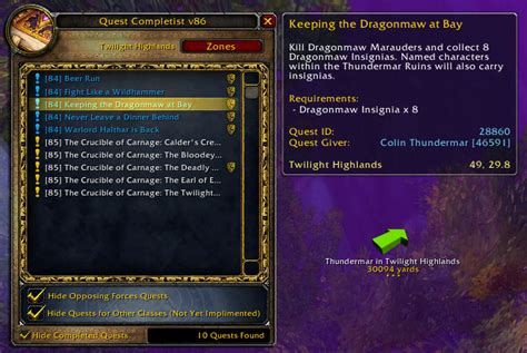 Quest Completist World Of Warcraft Addons Curseforge
