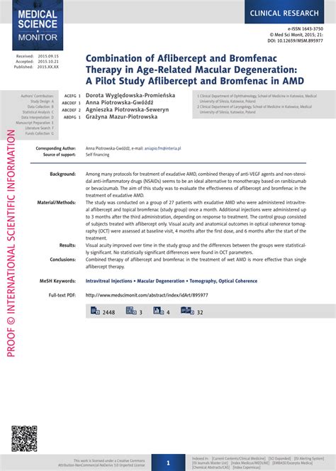 Pdf Combination Of Aflibercept And Bromfenac Therapy In Age Related