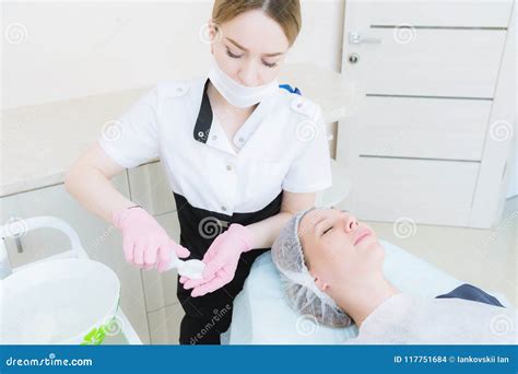 A Close Up Of The Cleaning Procedure In The Office Of Cosmetology The