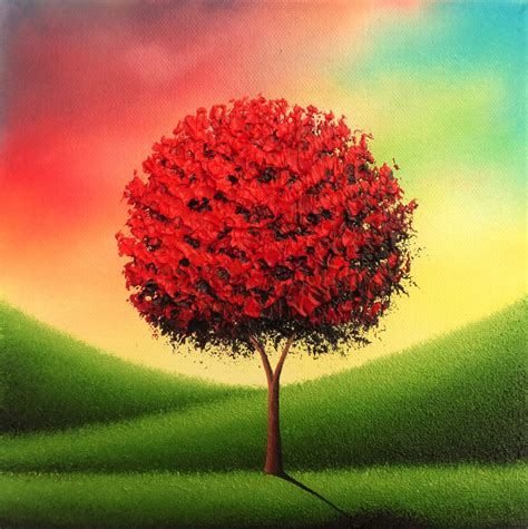 Bing Art By Rachel Bingaman Original Red Tree Landscape Painting