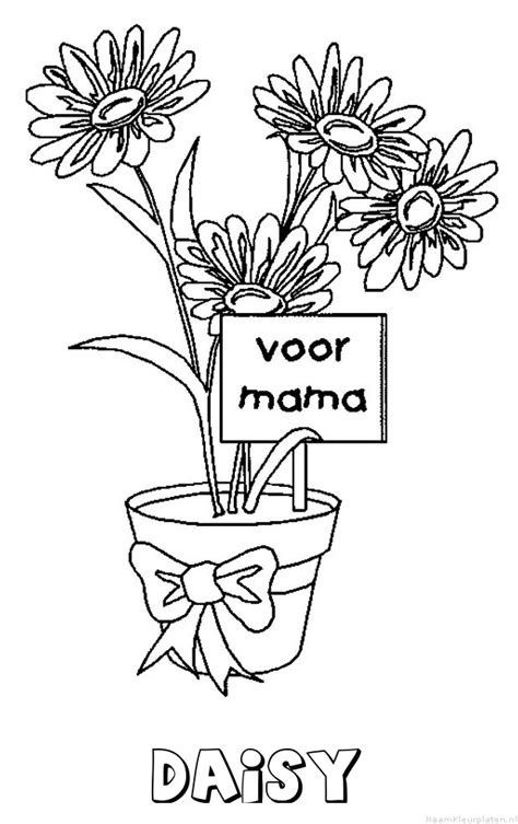 Daisy Moederdag Naam Kleurplaat