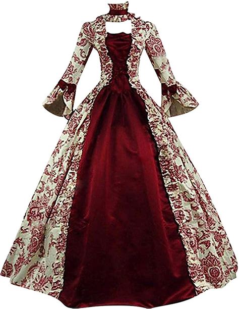 Red Victorian Dress Ball Gown Women Vintage Medieval Dress Plus Size