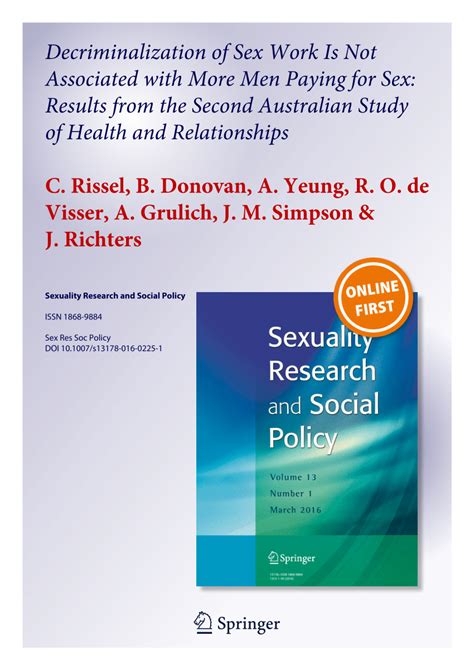 pdf decriminalization of sex work is not associated with more men paying for sex results from