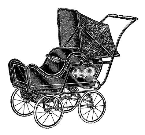 Antique Images Digital Vintage Baby Carriage Image Transfer Download