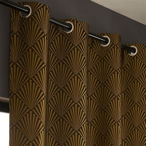 Rideau tamisant, Tilda, noir et doré, l.140 x H.260 cm | Rideaux