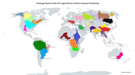 Drainage Basins Of The Worlds Longest Rivers Vivid Maps