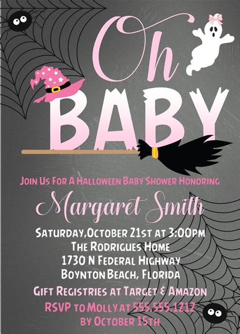 Maake sure that you give the right information for everyone. Girls Halloween Baby Shower Invitations | Baby shower ...