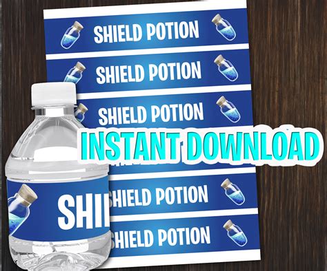 Shield Potion Mini Water Bottle Labels Instant Download Etsy Uk