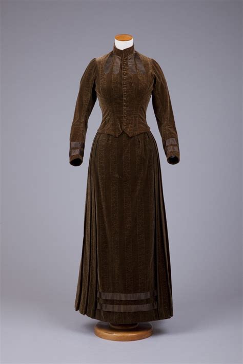 Бархатное платье лиф и юбка 1886 1888 Goldstein Museum Of Design