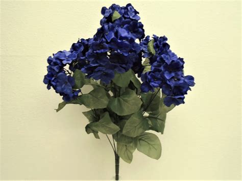 blue hydrangea bush 7 artificial silk flowers 20 bouquet 730bl
