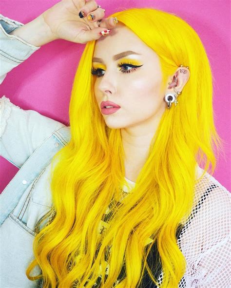 Pin By Giovanna Camarillo On Types Of Color Yellow Hair Color Neon Hair Hair Styles