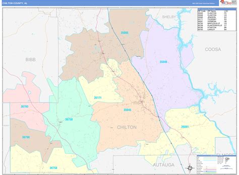 Chilton County, AL Wall Map Color Cast Style by MarketMAPS - MapSales.com