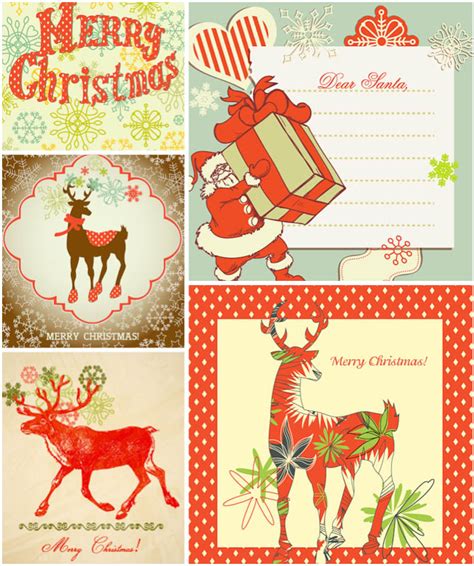 Download Vintage Christmas card templates vector | Free Stock ...