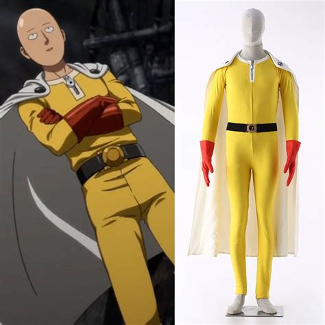 anime one punch man saitama cosplay costume set customize size jumpsuit cloak belt gloves set