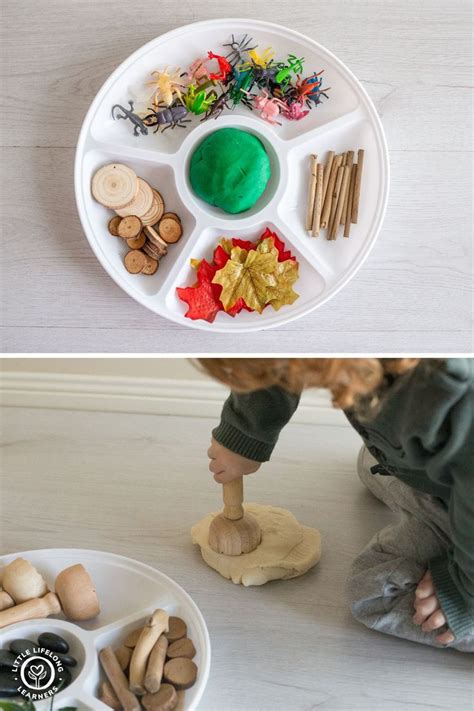 This Is An Image Of A Childs Play Tray With Food And Crafting Supplies