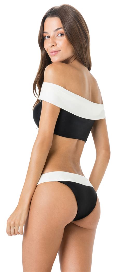 Two Piece Swimwear Black And White Crop Top Bikini Pala